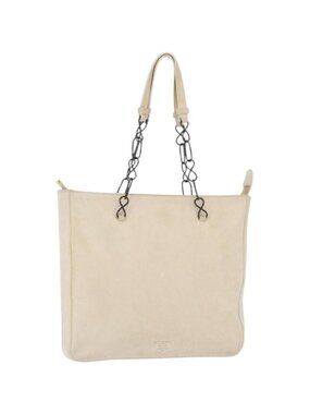 PRADA Chain Shoulder Bag Suede White